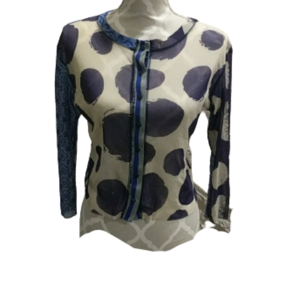 Petite Pois sheer cropped blouse